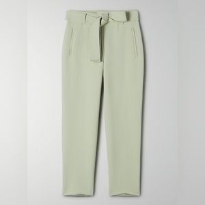 Aritzia Wilfred Tie Front Pant in Silver Sage Green